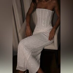 Meshki White Strapless Sequin Dress